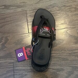 Flojos Women's Flip Flops Sandals Memory Foam Black Artisan‎ Size 8